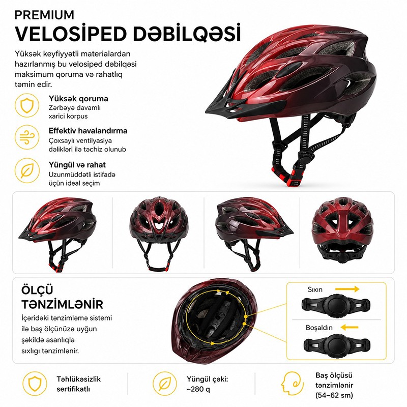 Velosiped dəbilqələsi Qırmızı rəng
